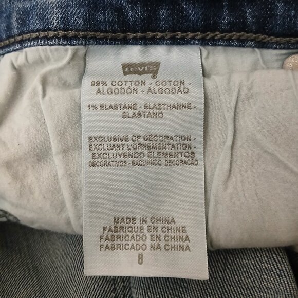 Levis Jeans Size 8 Boot Cut Mid Rise Studded Pockets Blue Denim Stretch - Picture 8 of 9